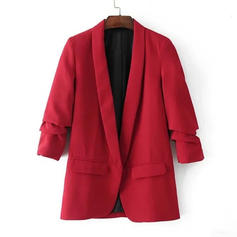Spring womens business suit casual suit womens long sleeved ultra-thin plus size suit red ultra-thin fit jacket womens office clothes 241111