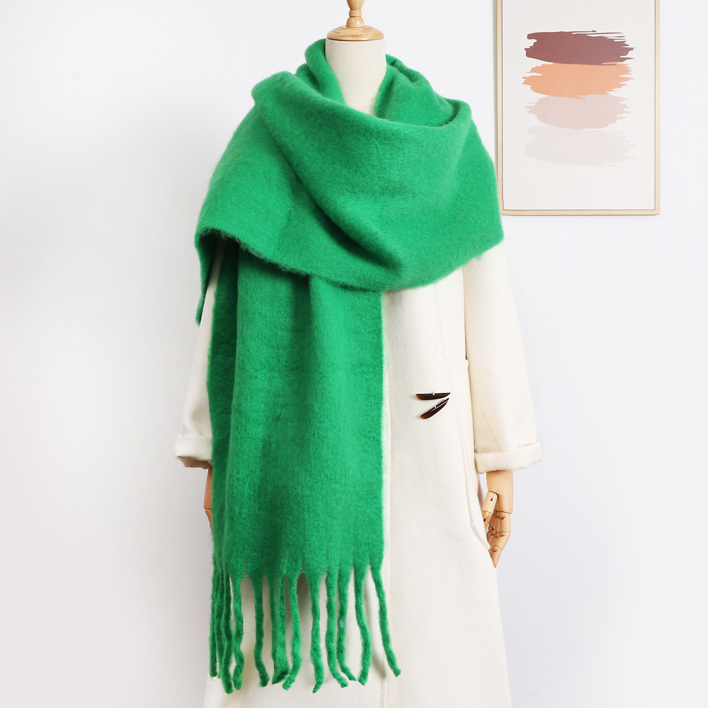 Women Cashmere Blend Wrap 2023 New Winter Scarf Warm Pashmina Solid Foulard Scarves Wraps Thick Soft Blanket Big Tassels Shawl 88865 5 d6386