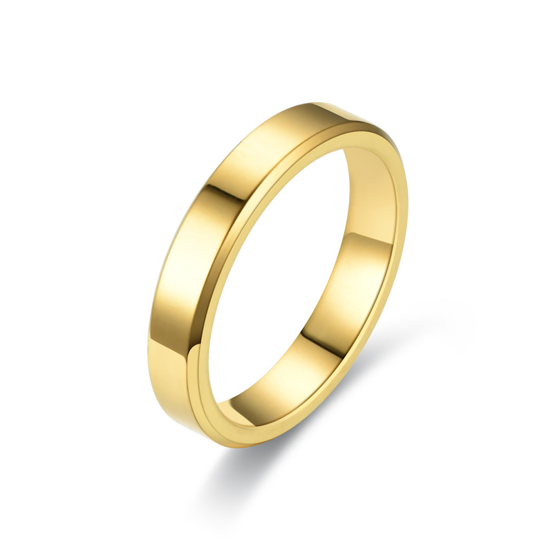 Stylish Simple Design Stainless Steel Band Ring for Women Men Gold Silver Black lover couple wedding ring 4MM Beveled Glossy Titanium Steel Rings Jewe