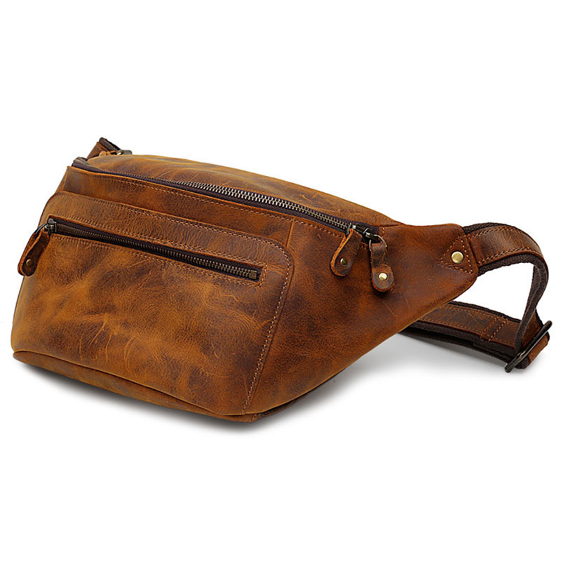 Newsbirds High Quality Vintage Leather Chest Bag Waist Natural Cowskin Male Casual Outdoor Small s For Men Pack bb285