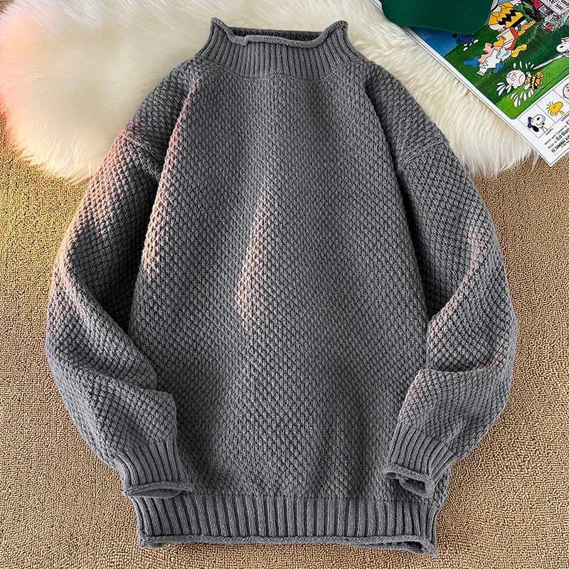 Elastic knit unisex ultra-thin navy blue collar casual shirt sweater autumn winter mens basic fashion sportswear long sleeved Pullover W2411111