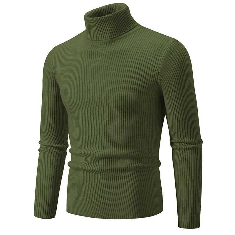 Autumn and Winter Turtleneck Mens Sweater Warm Knitted Solid Color Pulled Mens Slimming Casual Turtleneck Knitted Mens Sweater W2411111