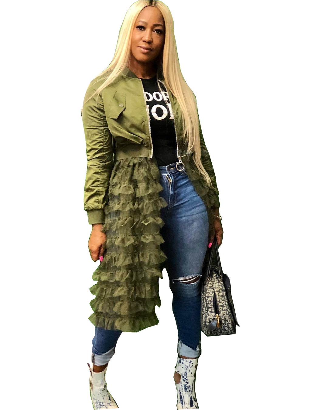 Elegant Solid Color Outerwear Coats For Curvy Ladies Available in Extended Sizes
