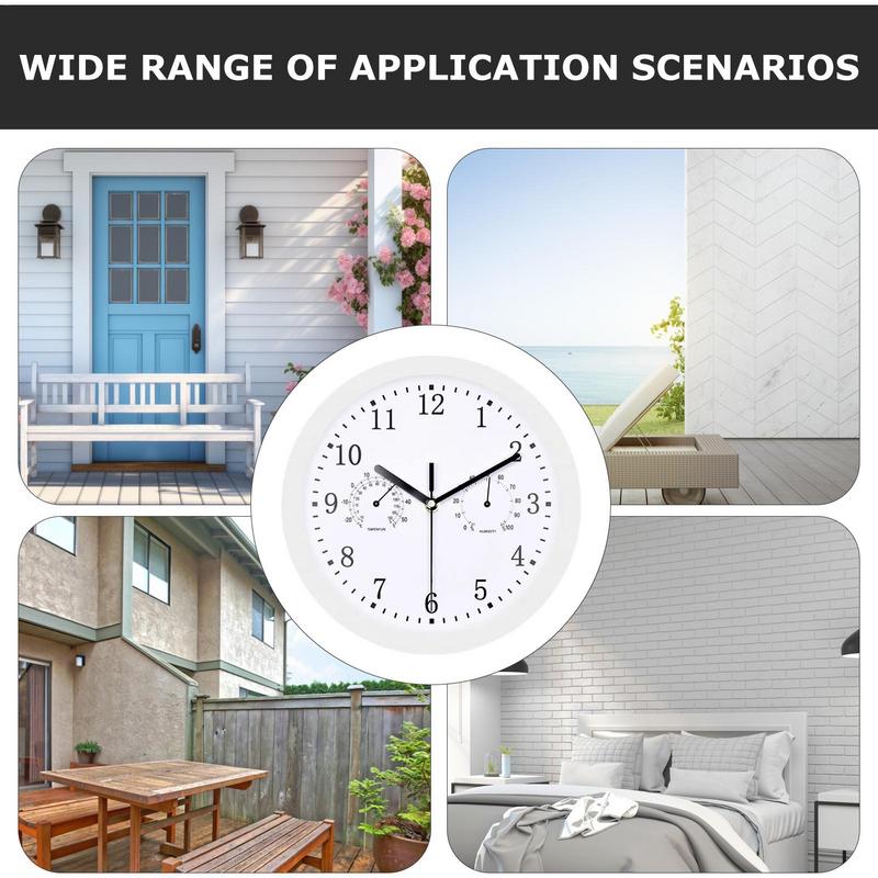 Outdoor Clocks Waterproof Outdoor Wall Clock with Hygrometer 10 Inch Silent Round Battery Operated Easy to Read Decorative