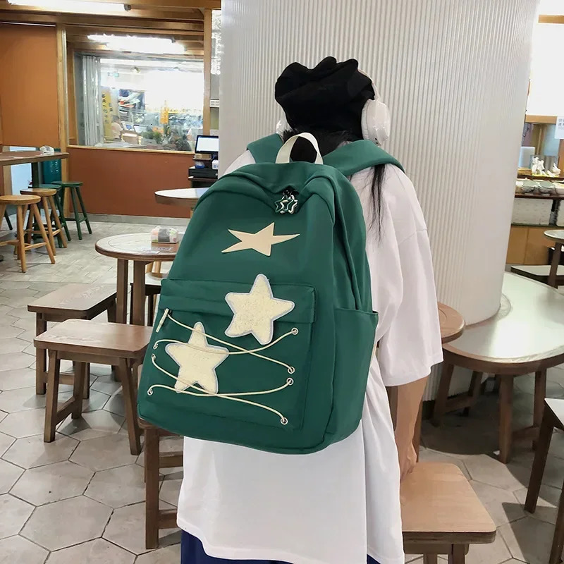 Korean Sweet All Match Star Backpack Japanese Womens Y2k Aesthetic Backpack High Capacity Kawaii Student Backpack 241111
