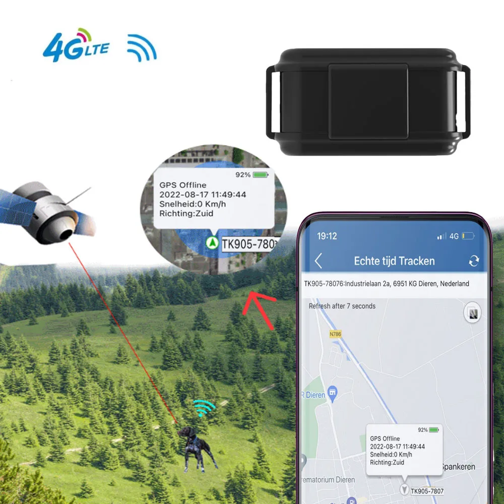4G GPS Tracker for Hunting Dog Animal Realtime Tracking GPS Locator Waterproof 3000mAh Battery Voice Monitor Geofence Free APP