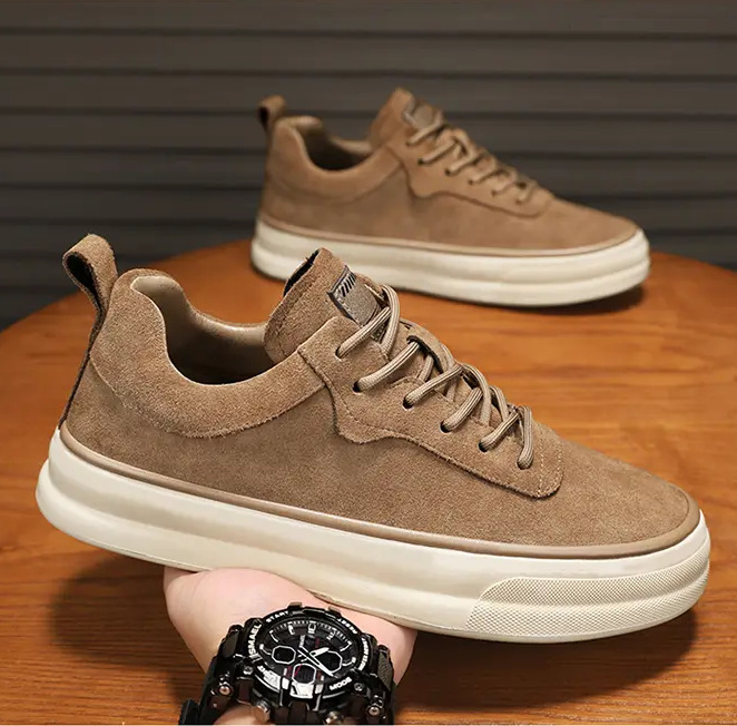 Men's Casual Shoes:2024 New Leather Waterproof Wear-resistant Thick Sole Increase Height Popular Versatile,Black/Khaki/Coffee,Free shipping a632