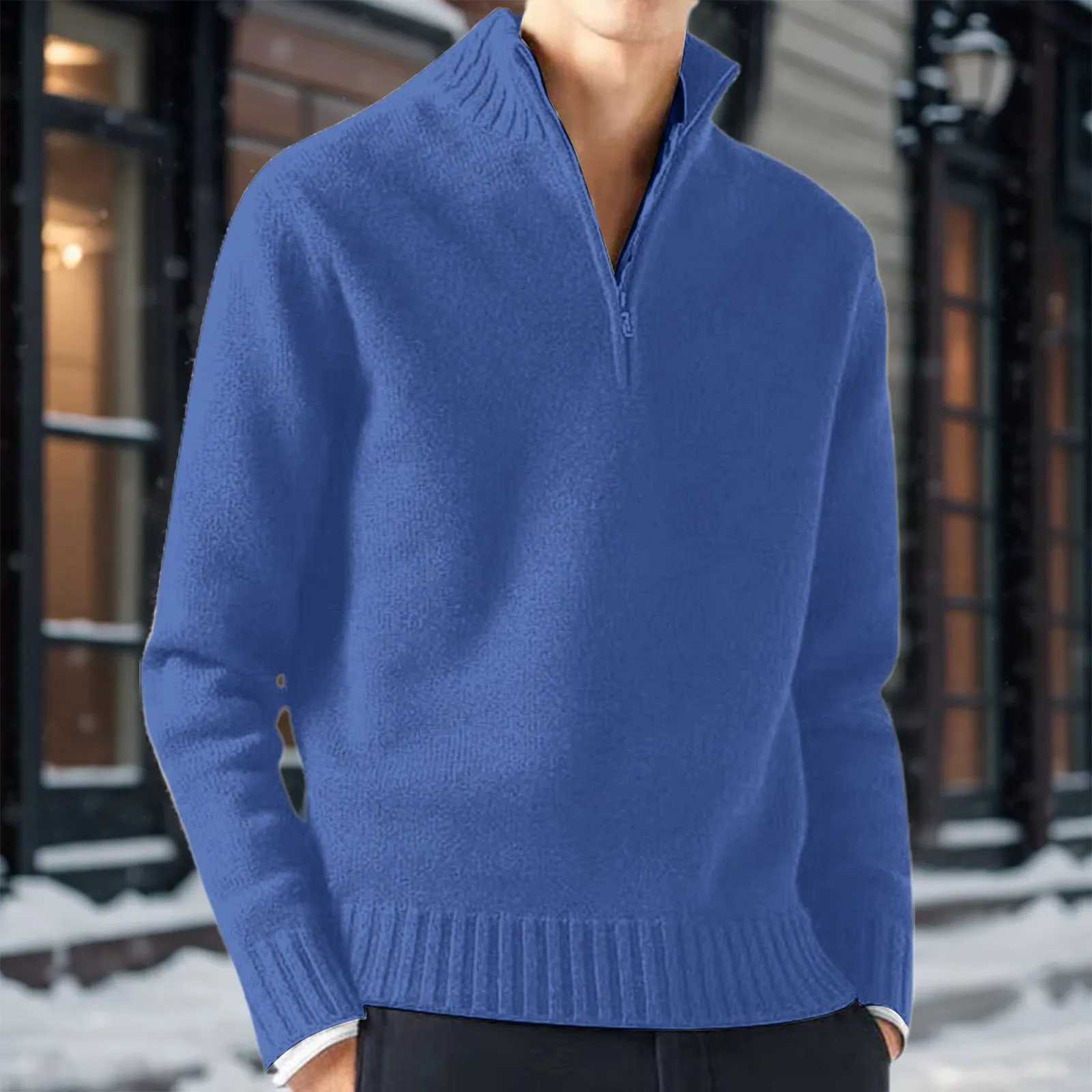 Autumn and Winter Mens Turtle Neck Sweater Knitted Pullover Solid Color Long Sleeve Sweater Mens Casual Day Warm Sweater W2411111
