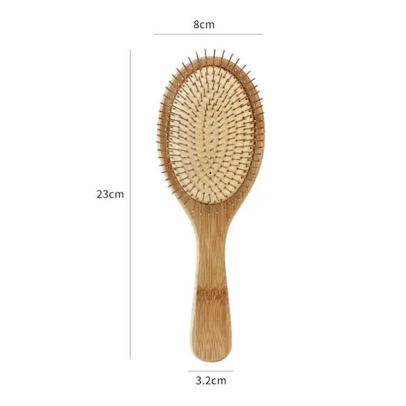 Wood steel needle air cushion comb hair brush battery hair brush scalp massage to improve hair health wood blade chamfering comb W241112