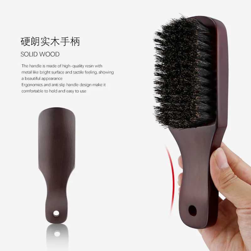 Mens beard brush wooden handle brush mouse cleaning brush anti-static hair cutting and styling comb tool W241112