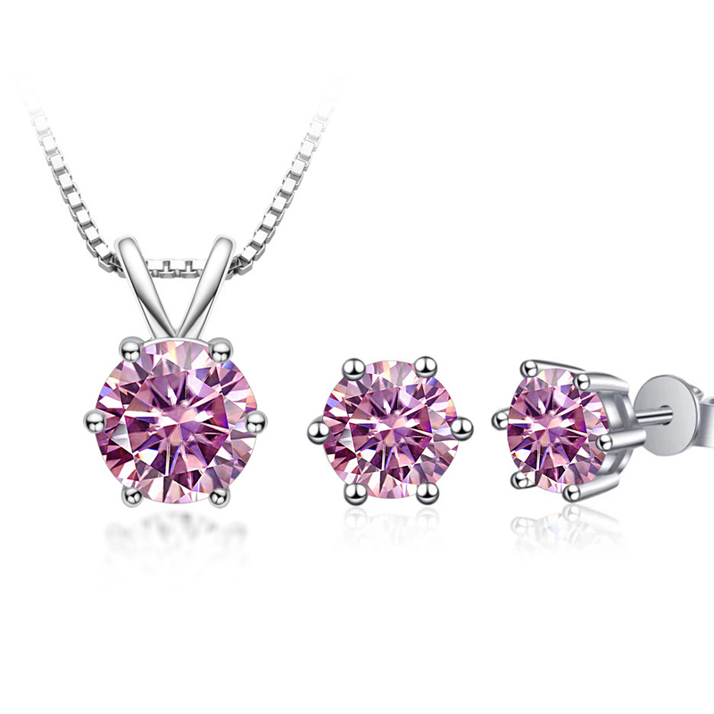 JoyceJelly 3CT Moissanite Jewelry Set with GRA Sterling Sier Necklace Earrings Wedding Fine Jewerly Pass Dis Tester fc419