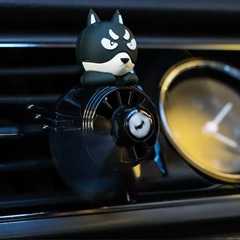 Freshener Aromatherapy Car Air Pilot Rotating Propeller Air Outlet Fragrance Flavor Cat Dog Duck Husky Pilot Auto Decoration smile