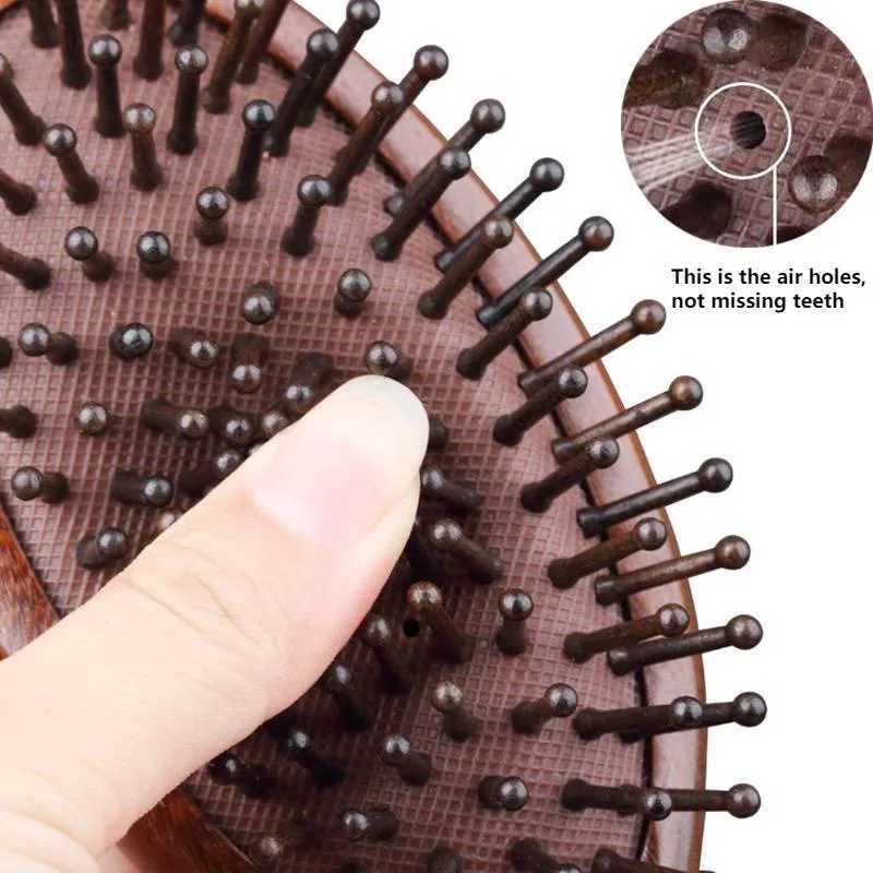 Natural sandalwood air cushion comb anti-static head scalp scraping meridian female massage brush W241112