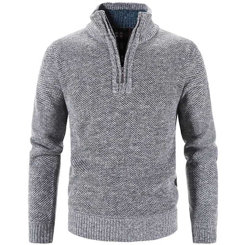 Mens Turtleneck Knitted Pullover Sweater 2024 Autumn Winter Wool Thick Half Zipper Solid Casual Slimming Mens Wool Sweater W2411111
