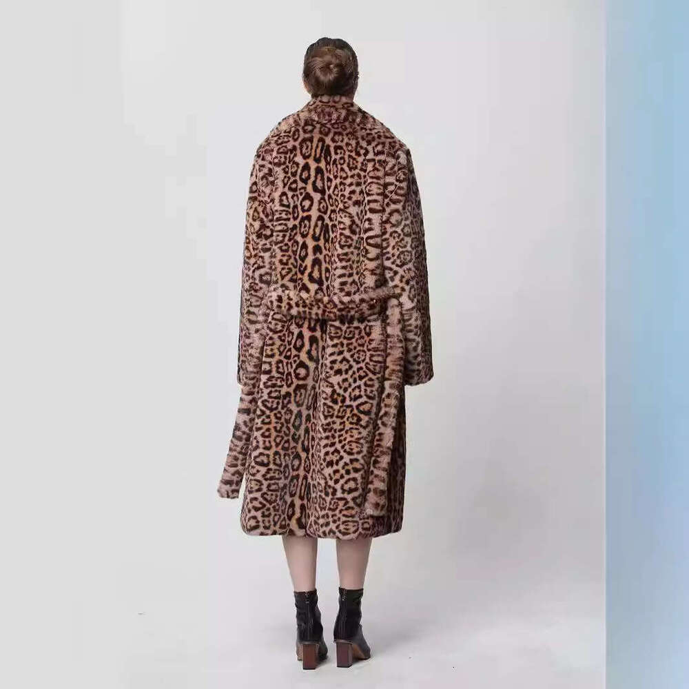 shanshi fur coat women Brown leopard print faux grass coat synthetic eco-friendly fur mink fur coat for women