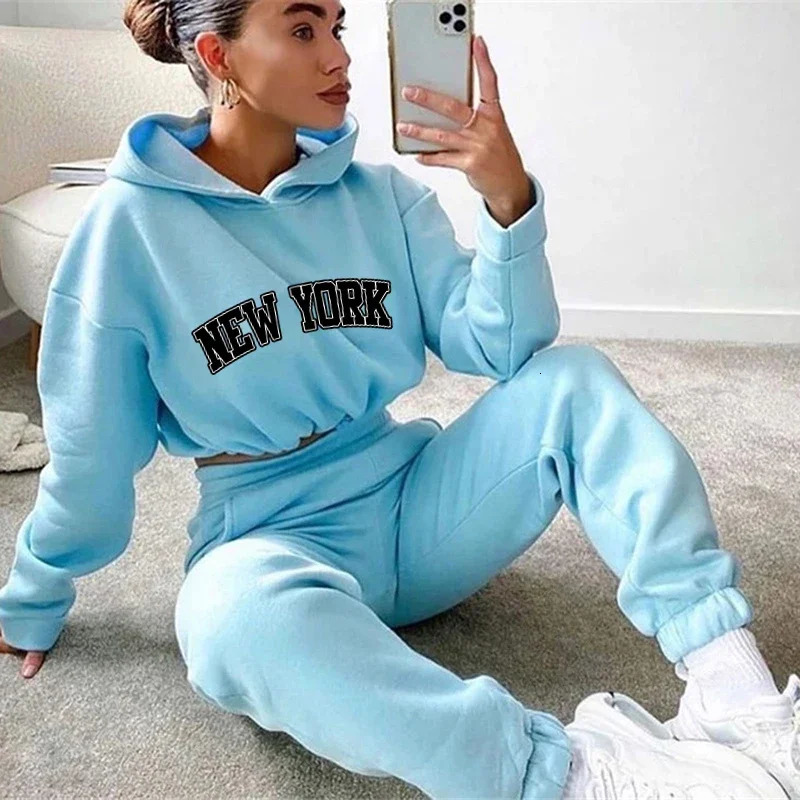 Womens 2 Pieces Suit Hooded Print Pullover Tracksuit Set Drawstring Short Sweatshirts Casual Sweatpants Sports Home Clothing 241108