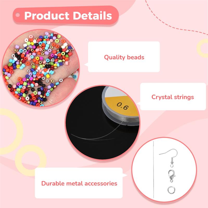 Round Size Glass Seed Beads With Beading Kit 7800 Pcs Beads In Box 24 Multicolor Seed Beads For Jewelry Making About 325 Pcs 569ba