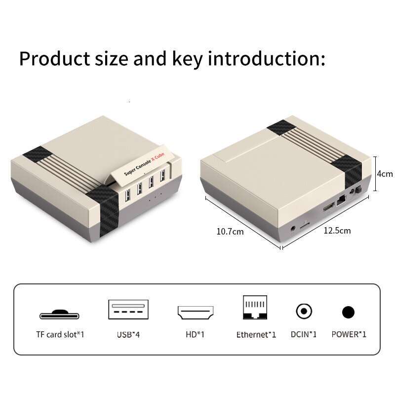 KINHANK Super X Cube Retro Video Game Console Support 60000 Games PS1/PSP/DC/MAME/Arcade HD Output Gift for Kid