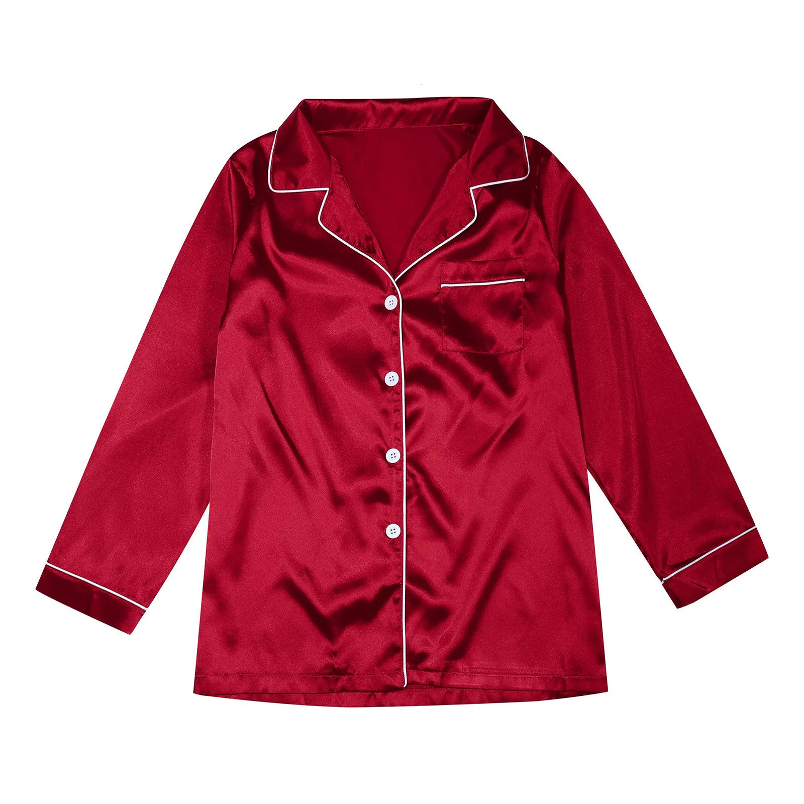 Red Womens Satin Pajama Sets 2 Piece Family Outfits Mother Sleepwear Christmas Home Clothes Pyjamas Suits Ice Silk Homewear 241112