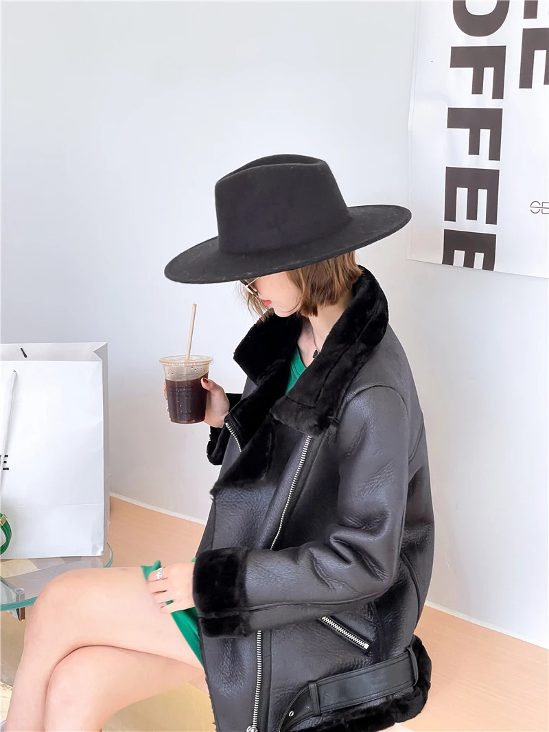 RARF womens jacket extra thick warm extra thick sheepskin faux fur rider jacket 241112