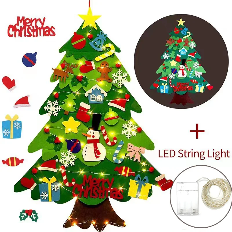 children DIY Felt Christmas Tree Merry Christmas Decorations For Home 2023 Christmas Ornaments Navidad New Year Gifts Xmas Tree dbb29