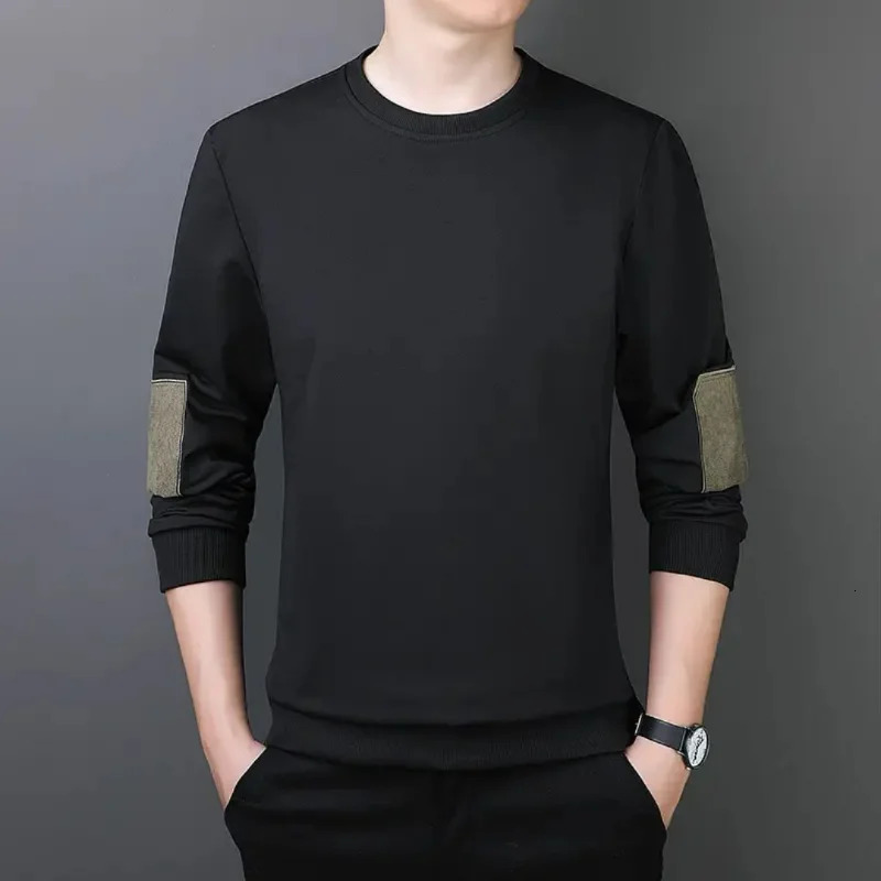 Korean Fashion Mens Comparison Long Sleeve T-shirt Spring/Summer Mens Round Neck Loose Edition Casual Bottom Top 241112
