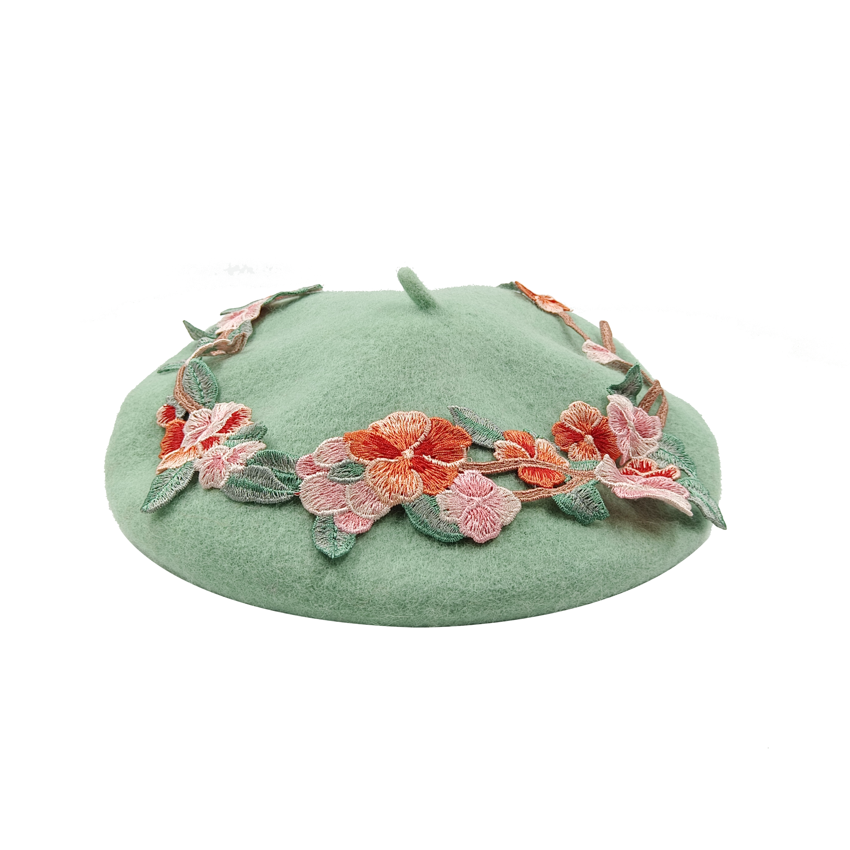 Embroidered Decal Beret 2023 Autumn/Winter New Korean Fruit Pumpkin Hat Cute Soft Girl Little Leaf Painter Hat Woolen Beret 1cca6
