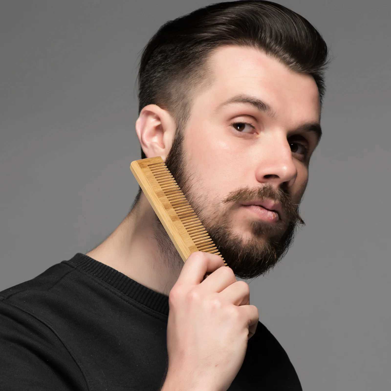 5 pieces of anti-static bamboo hair comb suitable for women thick wavy straight massage comb five tooth handleless W241112