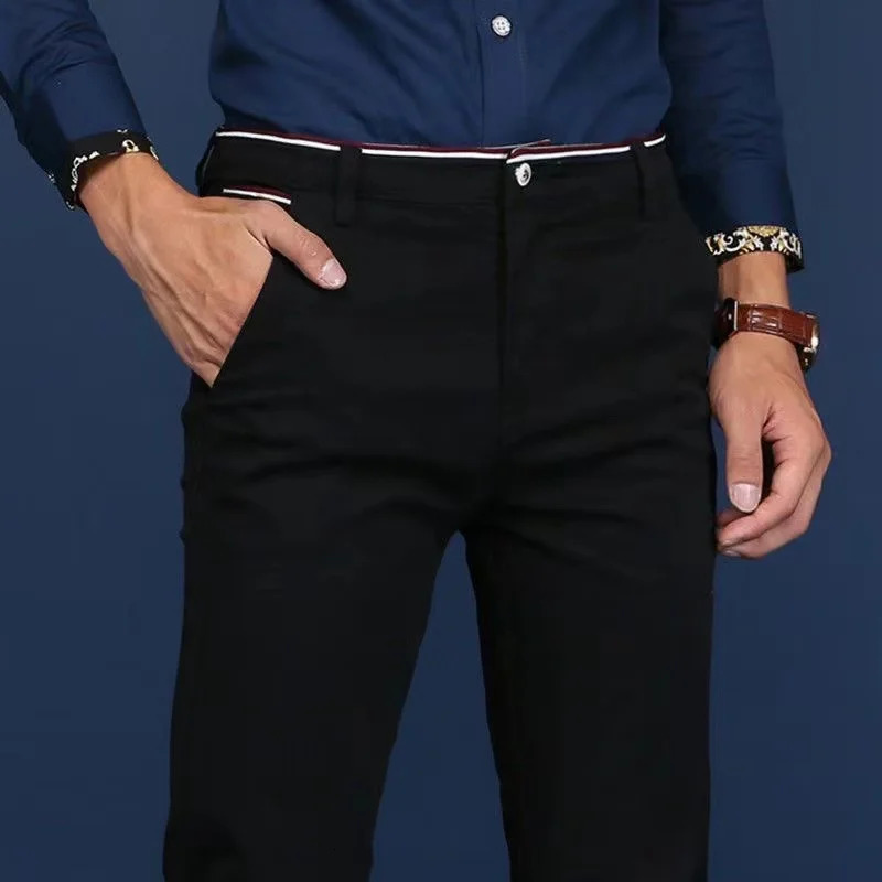 6 Colors Fashion Mens Slim Fit Casual Pants Korea Style Business Work Trousers Allmatch Midwaist Straight 241111