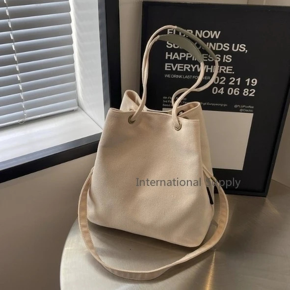 Selling Canvas Womens Bag High Quality Solid Color Versatile Bag Large Capacity Zipper Pocket Handbag 241111