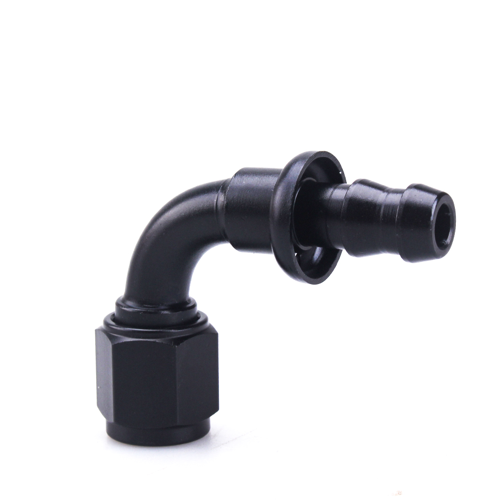 Uuiversal Aluminum AN4 AN6 AN8 AN10 Fitting Oil Fuel Push On 0 90 45 180 Degree Rubber Tube Hose End
