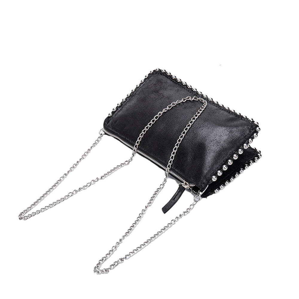 2024 new chain small square fashion rivets decorated black all-in-one crossbody bag
