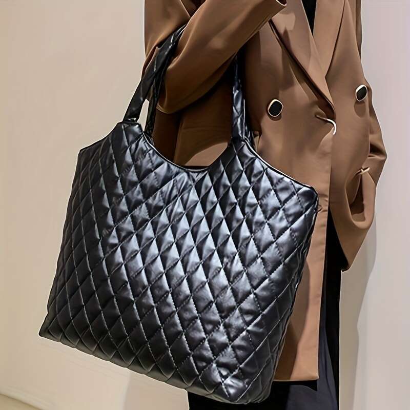 Sense large capacity portable female autumn and winter new 2024 Korean embroider e dia lattice bucket Tote bag