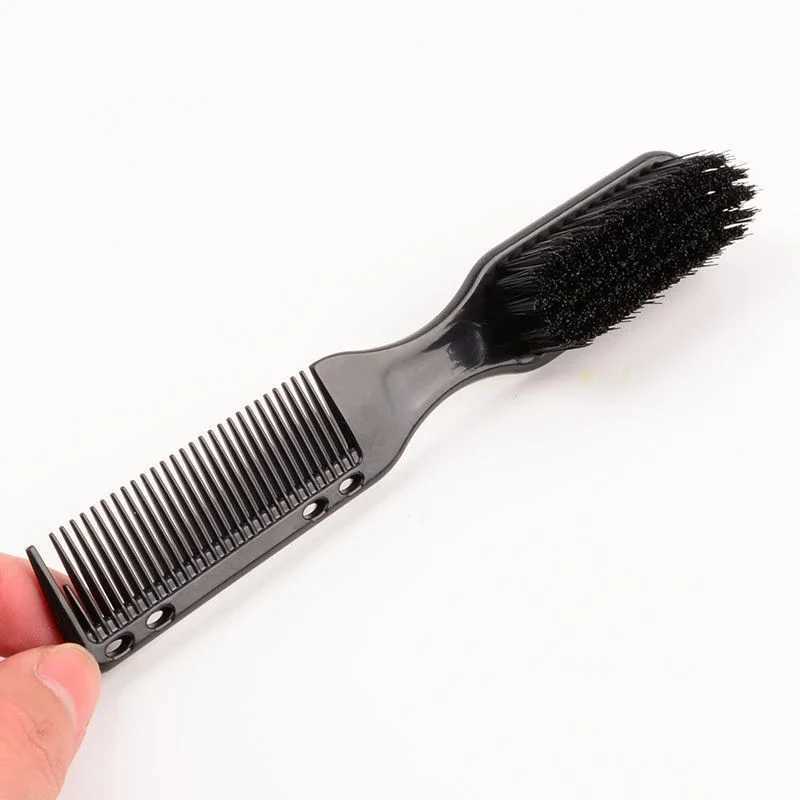 Professional double-sided comb mustache styling brush shaving brush hair cutting brush vintage carving cleaning accessories W241112