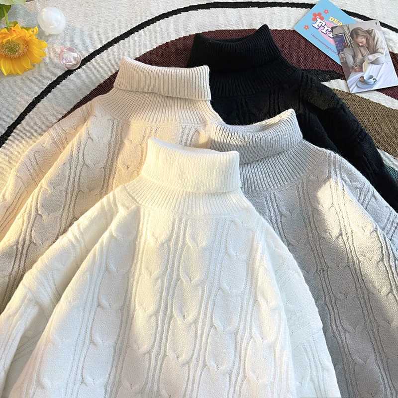 Plain weave jacket casual soft turtle neck long sleeved sweater thick warm sweater knitted ribbed jacket mens retro jacket cardigan W2411111