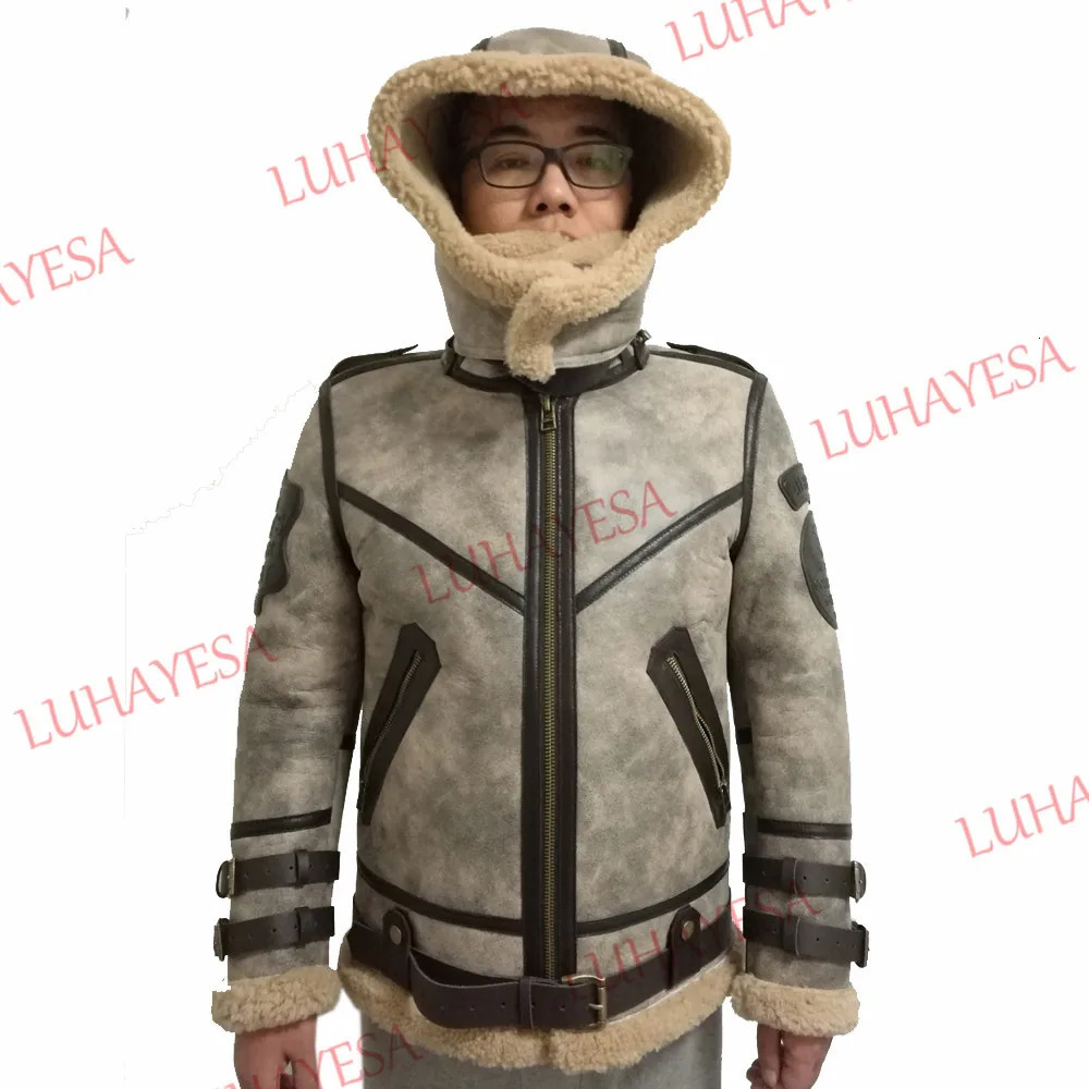 Fashion 100% Quality Real Sheepskin Fur Men Coat Genuine Full Pelt Sheep Shearling Male Winter Jacket Brown Men Fur Outwear 241111