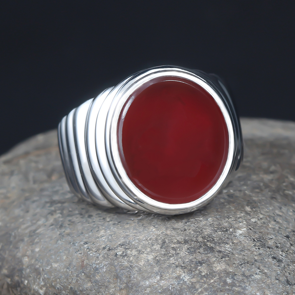 Corrugated Agate Sterling Sier Fine Jewelry Ring For Men a16b4