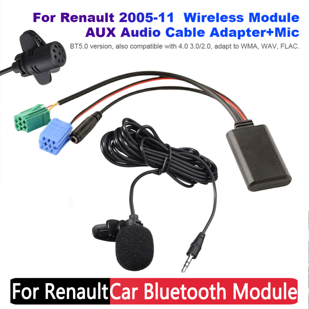 Car Bluetooth Module AUX Audio Cable Adapter MIC Handsfree MINI ISO Pin For Renault Updatelist Radio 5