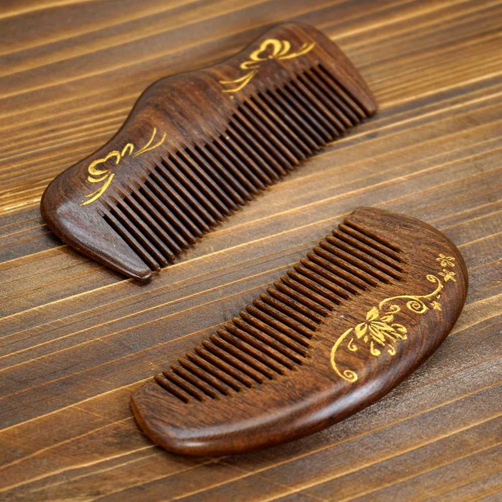 Professional comb sandalwood wide teeth hair comb scalp massage brush moon shaped wooden comb bathroom spa massage brush hair brush W241112