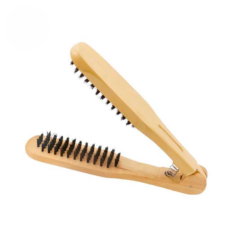 Professional V-shaped straight hair comb double brush hair comb wooden brush anti-static styling tool W241112