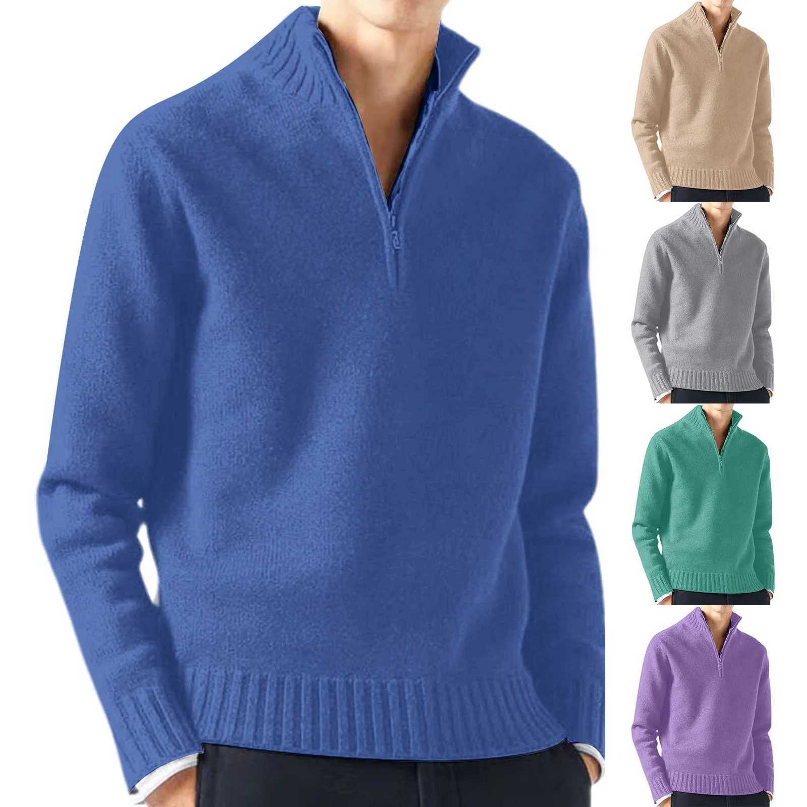 Autumn and Winter Mens Turtle Neck Sweater Knitted Pullover Solid Color Long Sleeve Sweater Mens Casual Day Warm Sweater W2411111