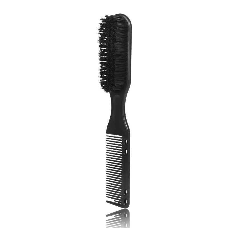 Double sided comb brush black mustache styling brush professional shaving brush barber vintage carving cleaning brush W241112