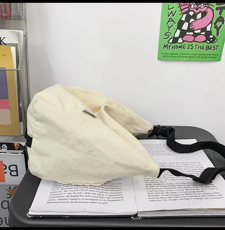 Large capacity womens canvas textile homeless lazy shoulder bag student aesthetics Y2K Grunge school laptop side bag 241111