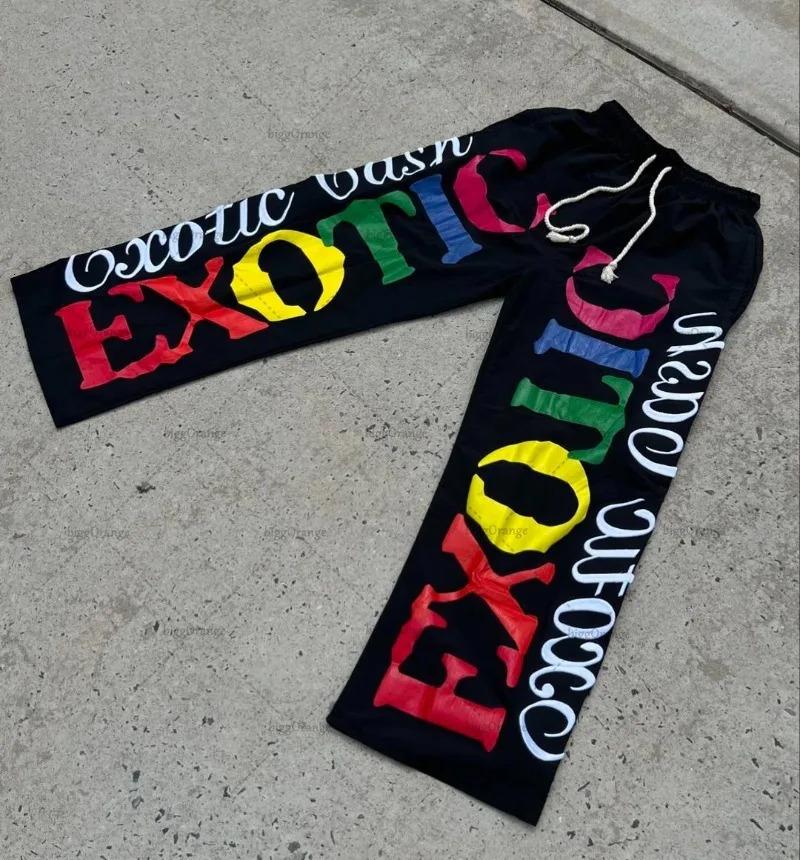 Punk Style Letter Print Loose Casual Pants Harajuku Retro Colorful Oversized Sweatpants Hiphop Trend Streetwear Men Joggers 241112