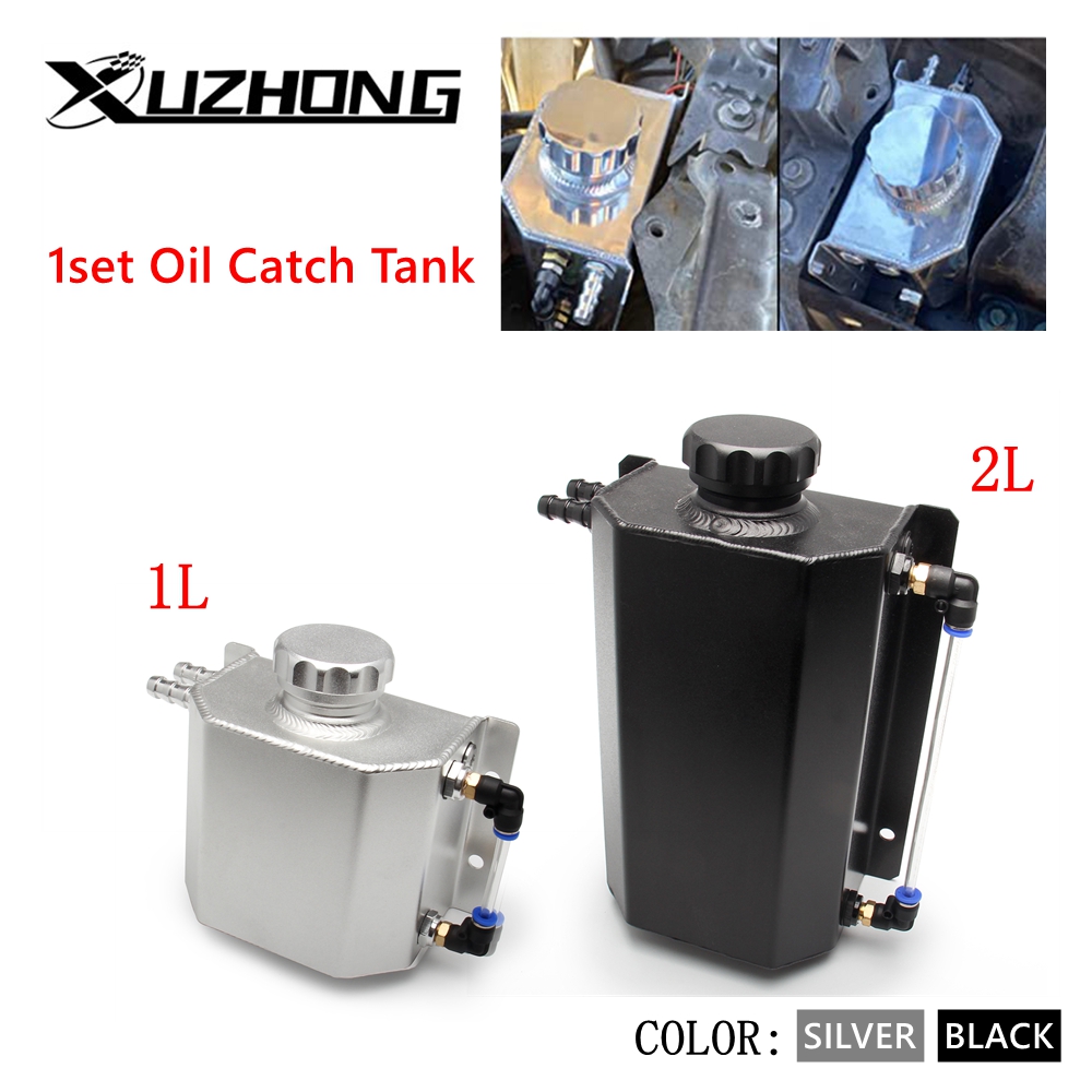 Universal Aluminum Alloy Engine Coolant Radiator 1000ml/2000ml Square Overflow Tank 1L/2L With Drain Plug