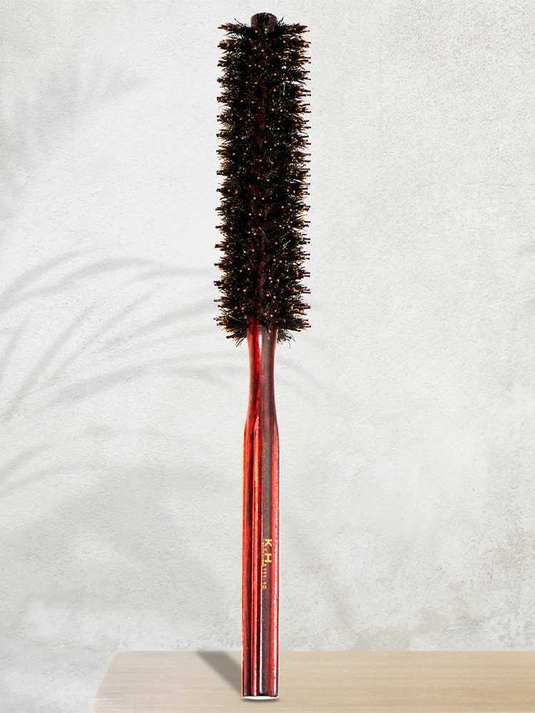 Round brush anti-static wood bristle round brush styling tool curling comb teasing brush W241112