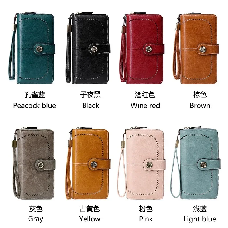 High Quality Women Wallet Anti-theft Leather Wallets For Woman Long Zipper Large Ladies Clutch Bag Female Purse Card Holder
