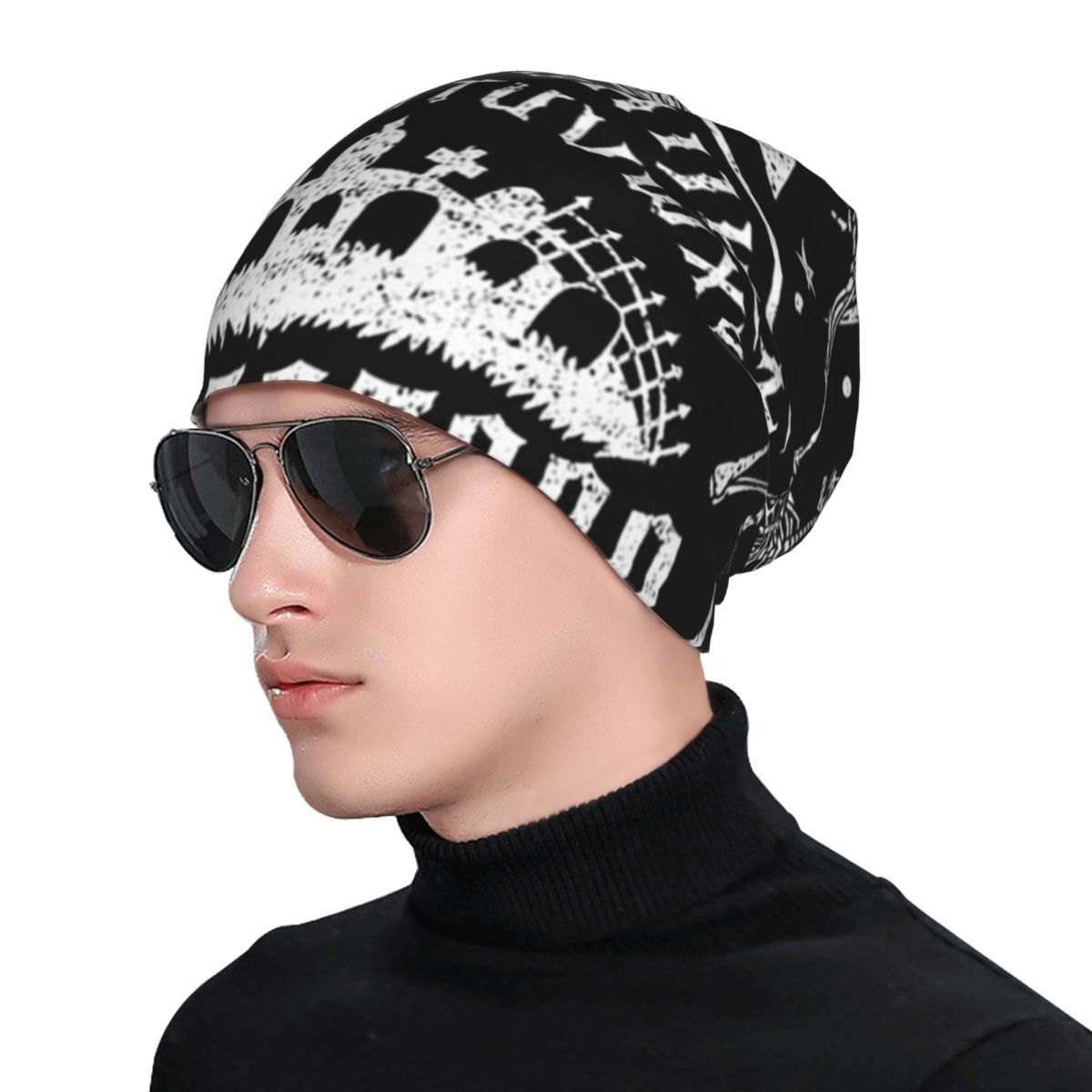 Autumn Winter Ouija Board With Skull Occultism Soft Thin Knitted Hat Outdoor Warm Cold Proof Bonnet Cap