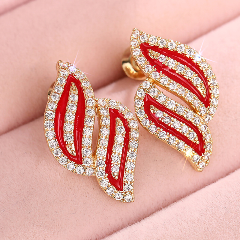 Earrings Designer Classic Leaf Crystal Stud Women 925 Sterling Silver Diamond Stud Earrings White Zirconia Stud Luxury Wedding Jewelry