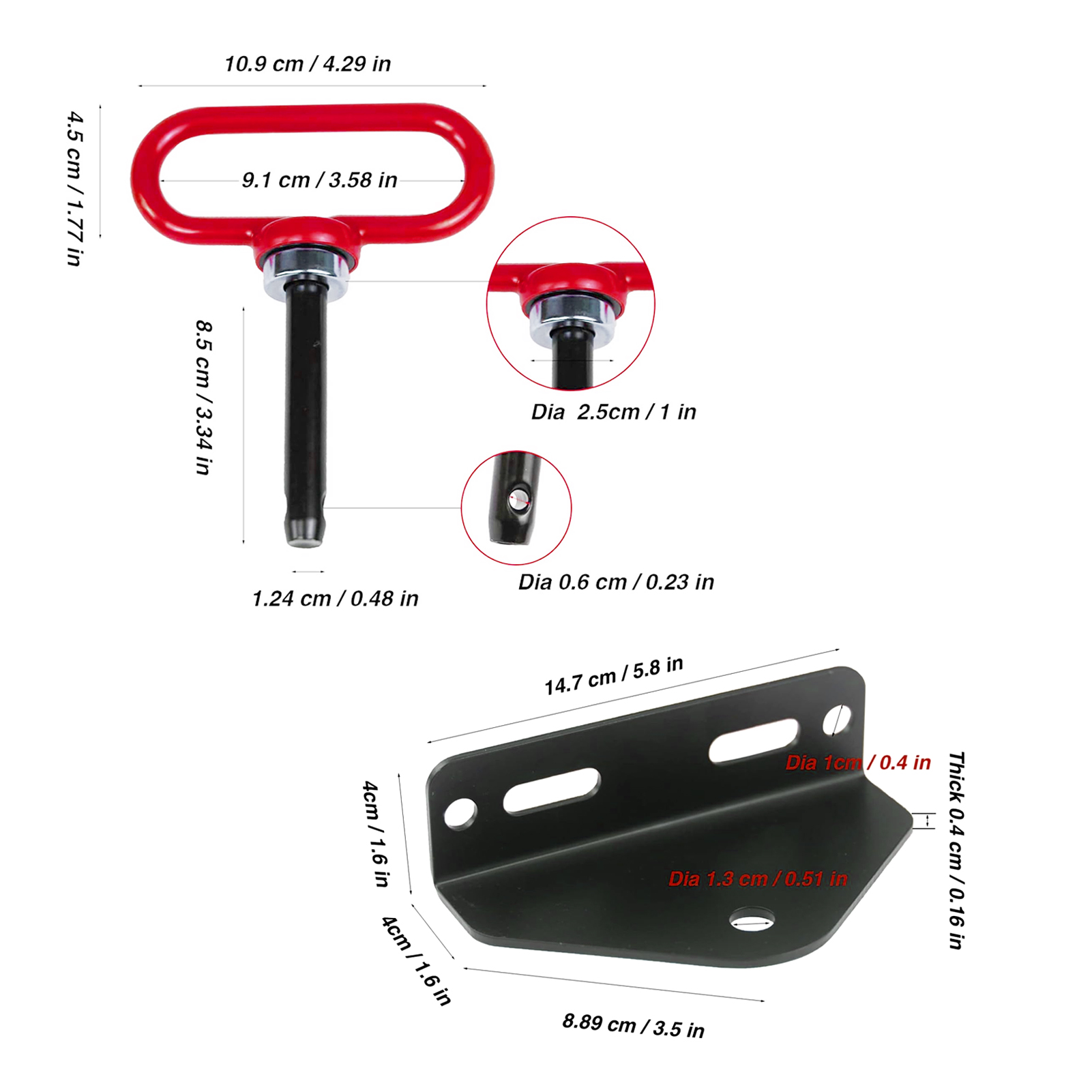 Universal Heavy Duty Magnetic Hitch Magnet Trailer Gate Pin for Mowers, Lawn Tractors with 2 Bolts -1/2'' R-Clip